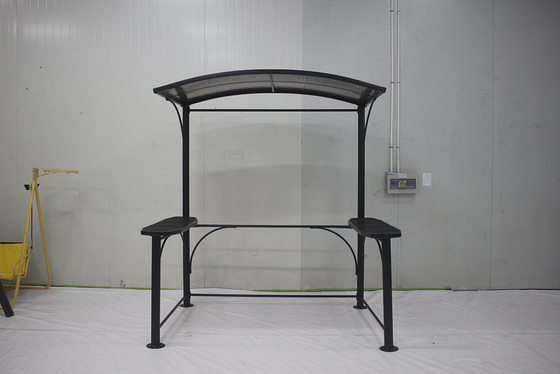 Gazebo de barbecue en aluminium et en fer 2.18*1.43*2.13-2.29M pour une grille à toit de jardin