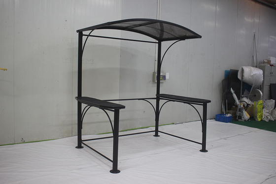 Gazebo de barbecue en aluminium et en fer 2.18*1.43*2.13-2.29M pour une grille à toit de jardin