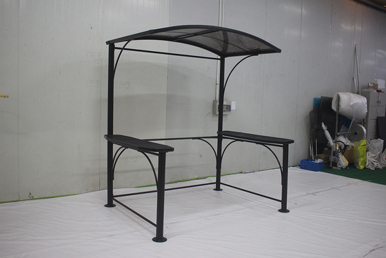 Gazebo de barbecue en aluminium et en fer 2.18*1.43*2.13-2.29M pour une grille à toit de jardin