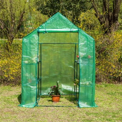 Couverture de serre mobile en PVC imperméable à l'eau transparente à cadre métallique pour la plantation de jardins