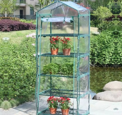 Couverture de serre mobile en PVC imperméable à l'eau transparente à cadre métallique pour la plantation de jardins
