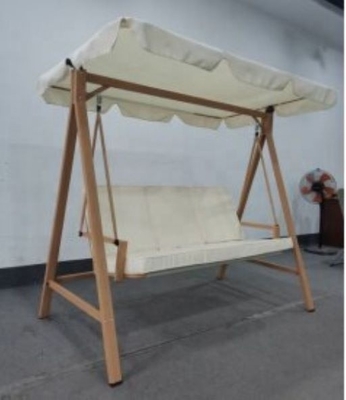 Chaise de balançoire pour trois personnes avec cadre métallique et parapluie en tissu