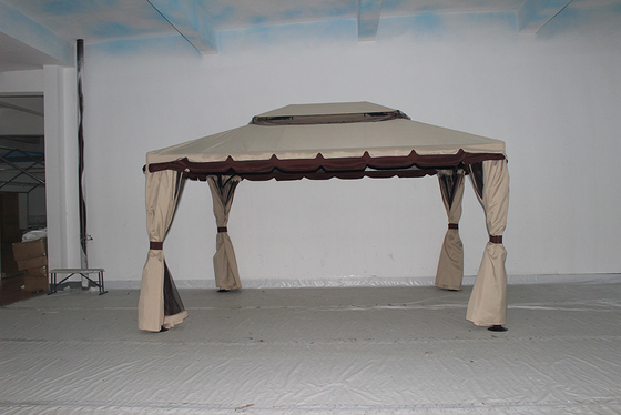 ÉCO-FRIENDLY Gazebo de jardin en aluminium étanche à l'eau avec moustiquaires et murs latéraux 3x4m