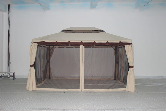 ÉCO-FRIENDLY Gazebo de jardin en aluminium étanche à l'eau avec moustiquaires et murs latéraux 3x4m