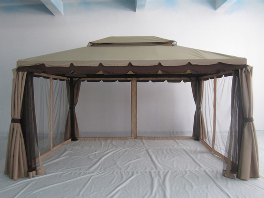 ÉCO-FRIENDLY Gazebo de jardin en aluminium étanche à l'eau avec moustiquaires et murs latéraux 3x4m