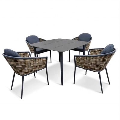 Ensemble de jardin à l'extérieur Ensemble de canapé en rotin d'aluminium Ensemble de table de luxe Ensemble de thé Bistro Ensemble de dîner