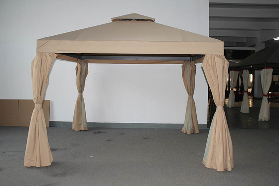 Tente de gazebo en alliage d'aluminium pour la cour avec double toit et moustiquaire