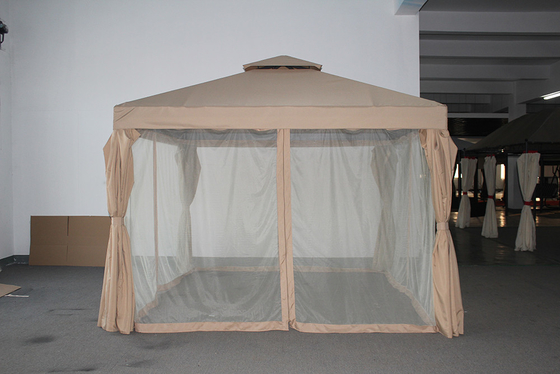 Tente de gazebo en alliage d'aluminium pour la cour avec double toit et moustiquaire