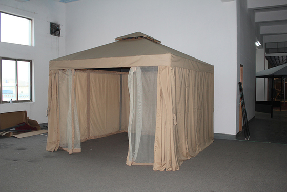Tente de gazebo en alliage d'aluminium pour la cour avec double toit et moustiquaire