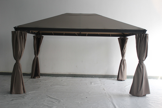 Gazebo de jardin en aluminium 3*4*2.7M avec cadre métallique résistant à la rouille et toit en acier personnalisé