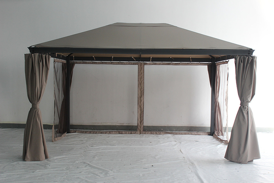 Gazebo de jardin en aluminium 3*4*2.7M avec cadre métallique résistant à la rouille et toit en acier personnalisé