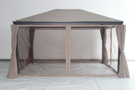 Gazebo de jardin en aluminium 3*4*2.7M avec cadre métallique résistant à la rouille et toit en acier personnalisé