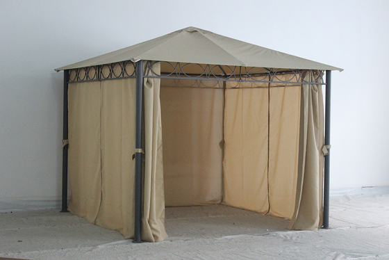 Garde extérieure Gazebo métallique en acier avec rideau en polyester