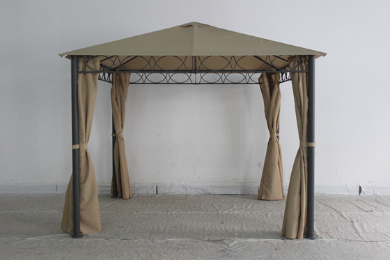 Garde extérieure Gazebo métallique en acier avec rideau en polyester