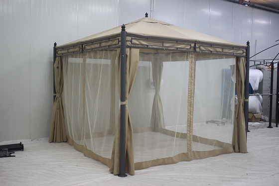 Gazebo métallique de jardin facilement assemblé 3*3*2.75M avec couverture supérieure en polyester et parois latérales