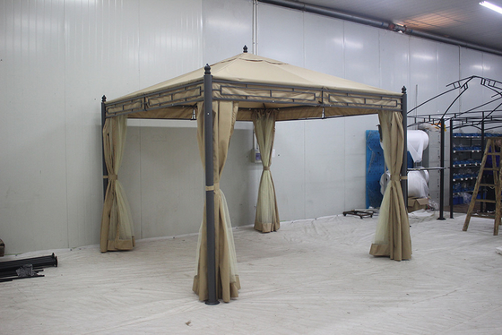 Gazebo métallique de jardin facilement assemblé 3*3*2.75M avec couverture supérieure en polyester et parois latérales