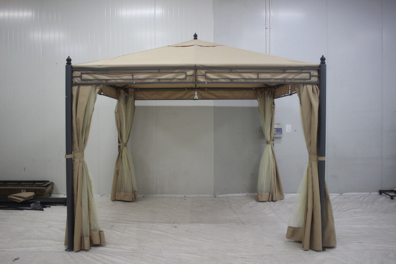 Gazebo métallique de jardin facilement assemblé 3*3*2.75M avec couverture supérieure en polyester et parois latérales
