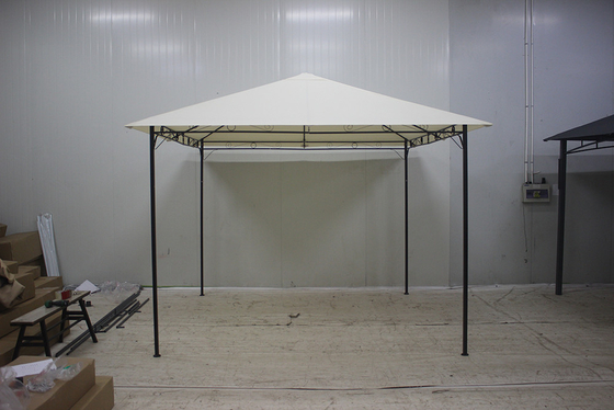 Pavillon de jardin en marbre blanc de luxe en polyester avec cadre en fer et tissu environnant