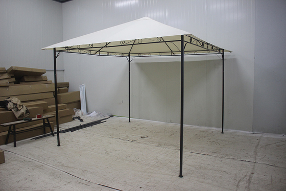 Pavillon de jardin en marbre blanc de luxe en polyester avec cadre en fer et tissu environnant