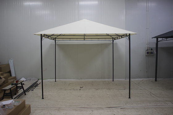 Pavillon de jardin en marbre blanc de luxe en polyester avec cadre en fer et tissu environnant