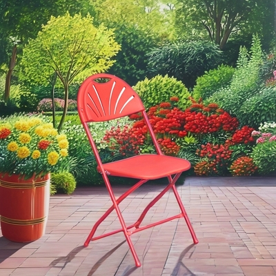 Siège en plastique blanc Siège pliable en métal empilable pour jardin en plein air Parcs de mariage