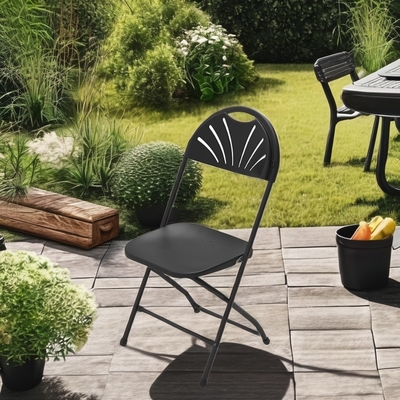 Siège en plastique blanc Siège pliable en métal empilable pour jardin en plein air Parcs de mariage