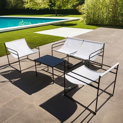 Home Bar Ensemble de meubles d'extérieur avec table en verre trempé et chaise anti-moustiques
