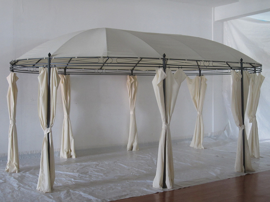 Type métallique acier rond patio extérieur jardin au toit-terrasse gazebo de fête avec cadre pliable