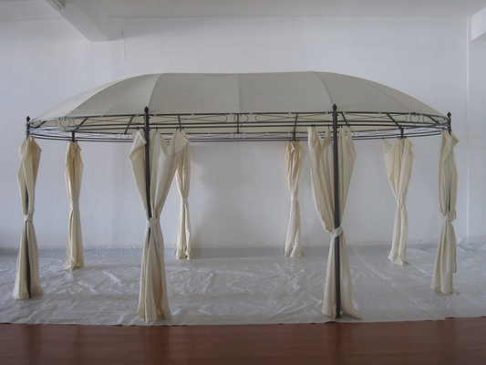 Type métallique acier rond patio extérieur jardin au toit-terrasse gazebo de fête avec cadre pliable