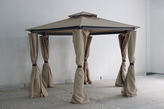 Gazebo rond en acier extérieur avec rideau et moustiquaire 217*54*21,5 cm