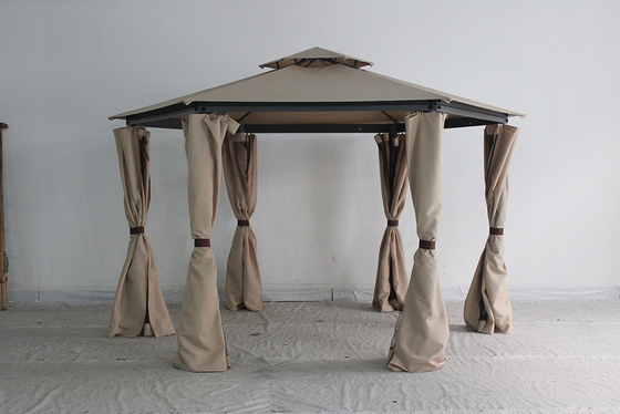 Gazebo rond en acier extérieur avec rideau et moustiquaire 217*54*21,5 cm