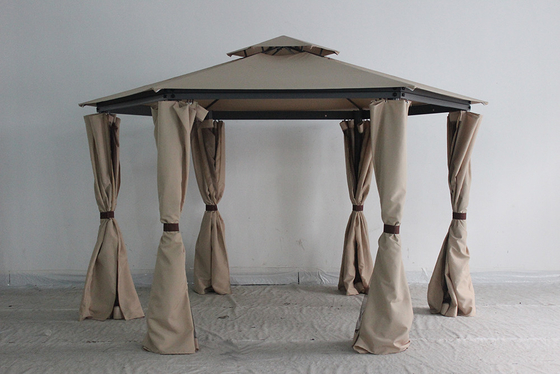 Gazebo rond en acier extérieur avec rideau et moustiquaire 217*54*21,5 cm