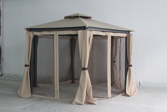 Gazebo rond en acier extérieur avec rideau et moustiquaire 217*54*21,5 cm