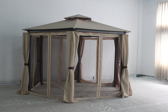 Gazebo rond en acier extérieur avec rideau et moustiquaire 217*54*21,5 cm
