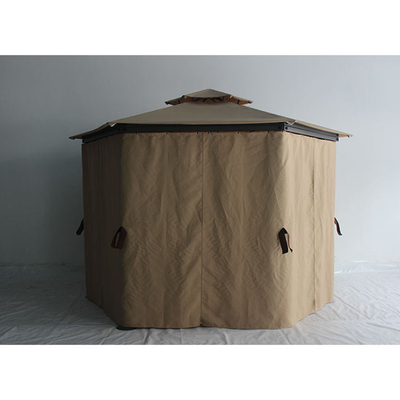 Gazebo extérieur hexagonal en acier avec filetage et rideaux de confidentialité résistant aux intempéries
