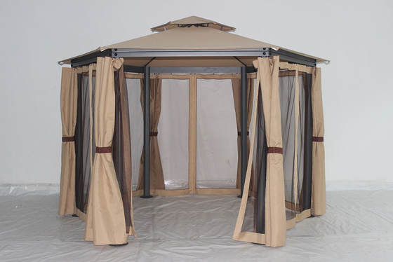 Gazebo de jardin en aluminium extérieur personnalisable avec cadre métallique résistant à la rouille et toit en acier