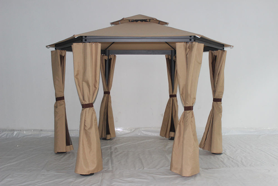 Gazebo de jardin en aluminium extérieur personnalisable avec cadre métallique résistant à la rouille et toit en acier