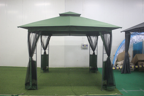 Gazebo en acier revêtu de PA pratique avec murs latéraux de rideau en maille et taille de l'emballage portable