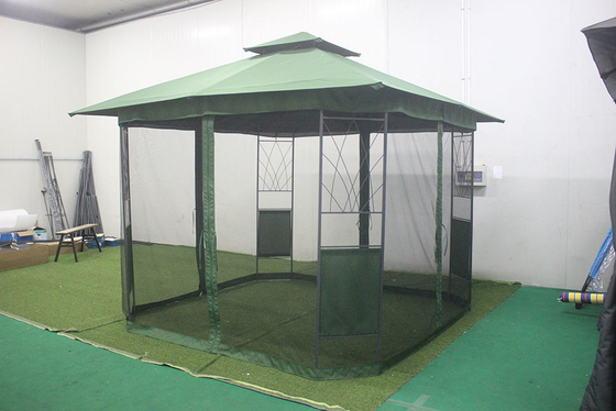 Gazebo en acier revêtu de PA pratique avec murs latéraux de rideau en maille et taille de l'emballage portable
