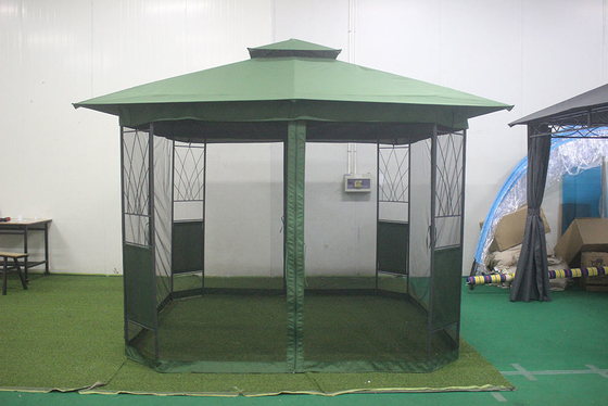 Gazebo en acier revêtu de PA pratique avec murs latéraux de rideau en maille et taille de l'emballage portable