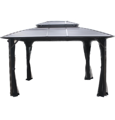 3X3.65X2.73M Pavillon extérieur métallique à double toit pour fournitures de jardinage avec arborets