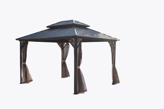 Jardin extérieur 3X3.65X2.85M Pavillon métallique avec moustiquaire et tissu polyester
