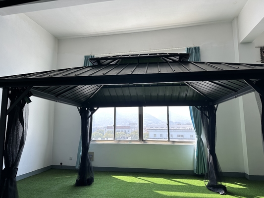 Jardin extérieur 3X3.65X2.85M Pavillon métallique avec moustiquaire et tissu polyester