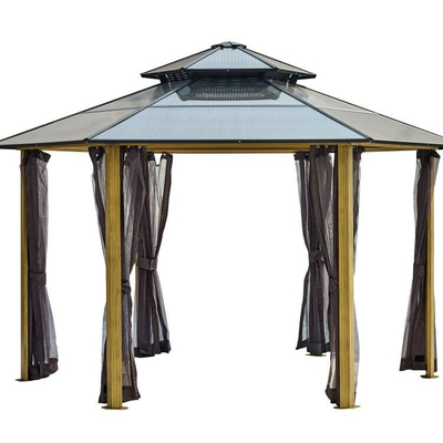 Cadre en aluminium 2x2x2x2.8M Gazebo hexagonal à toit dur pour la protection solaire et la détente