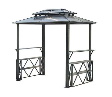 Gazebo en polycarbonate à double plafond 2.35X1.7X2.45M pour pont de pergolas extérieur