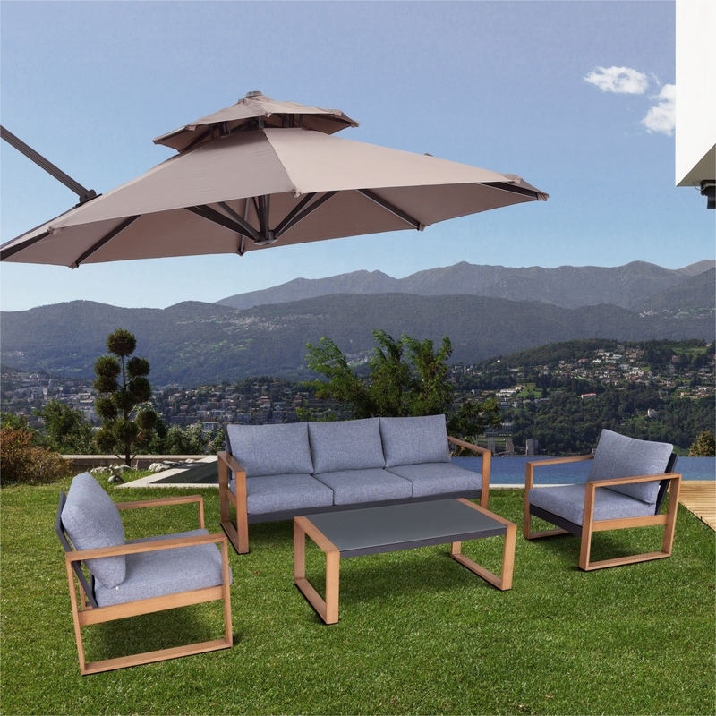 Meubles de jardin en extérieur pliés Canapé en rotin d'aluminium pour table de thé de coin de luxe