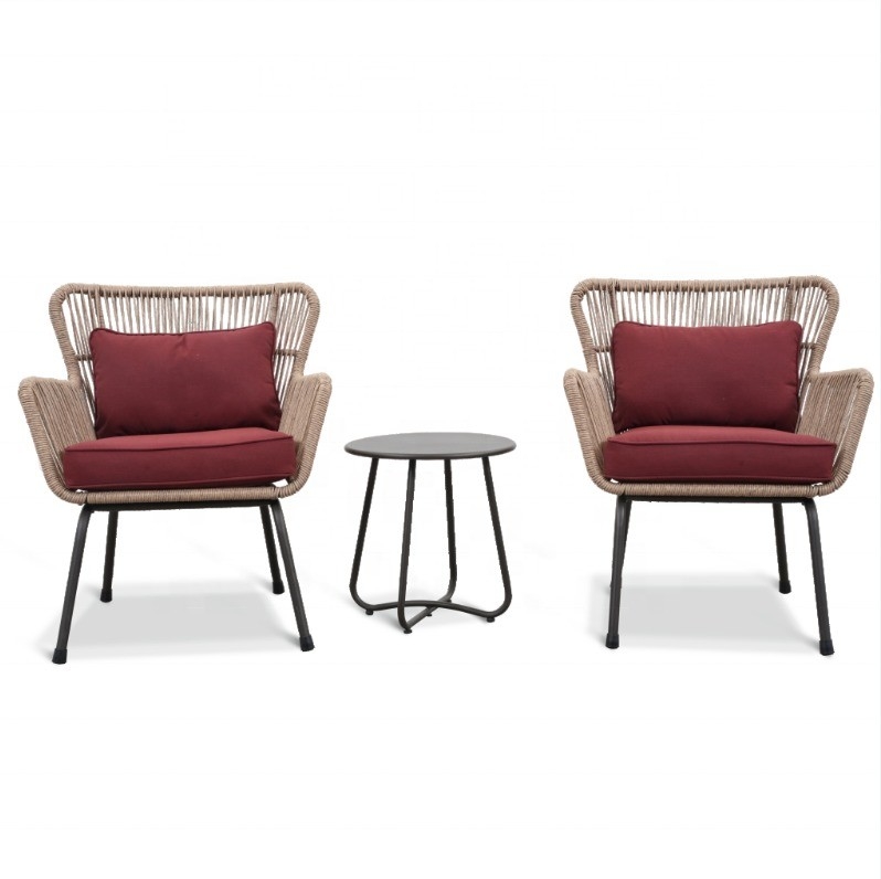 Ensemble de meubles de jardin en extérieur Canapé en rotin en aluminium avec table à thé et chaises de bistrot