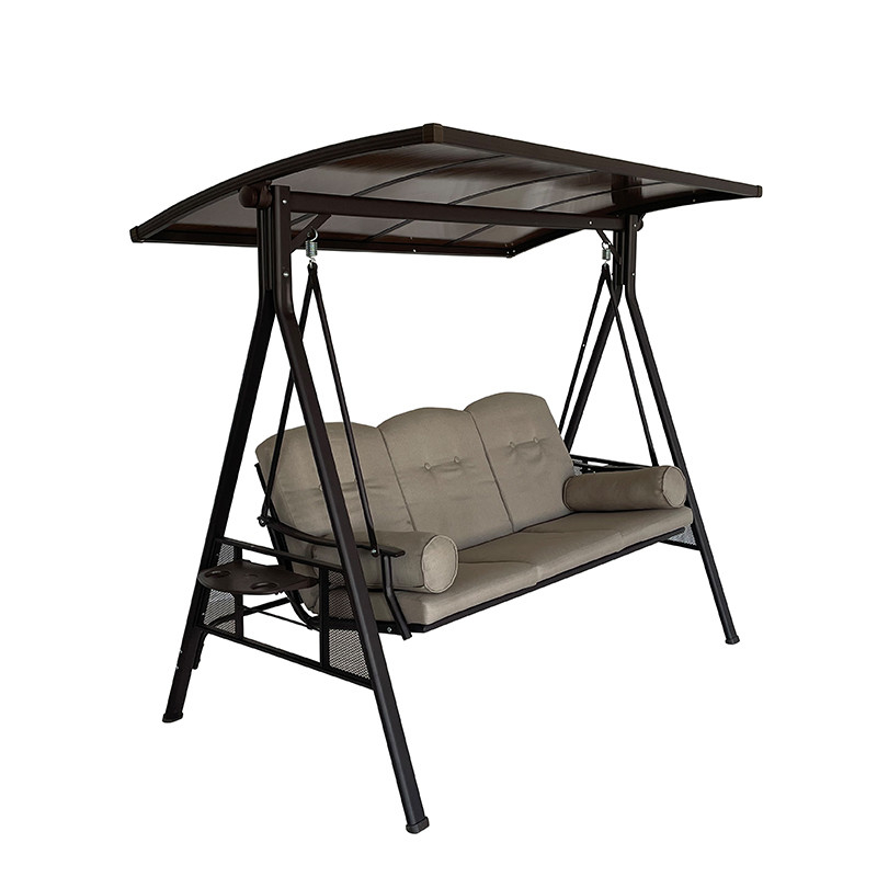 Chaise d'équitation en feuille de polycarbonate pour 3 personnes Chaise d'équitation en métal pour jardin