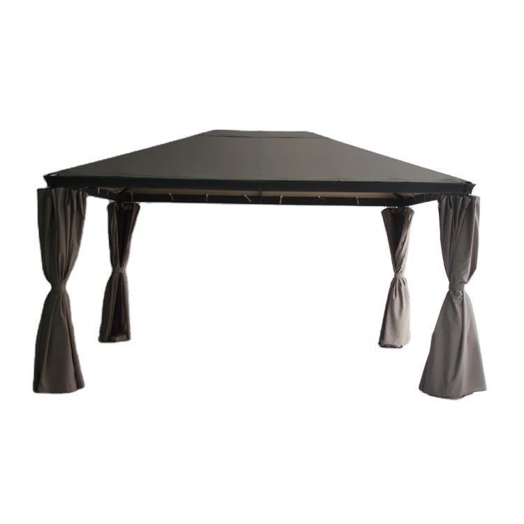 Gazebo de jardin en aluminium 3*4*2.7M avec cadre métallique résistant à la rouille et toit en acier personnalisé