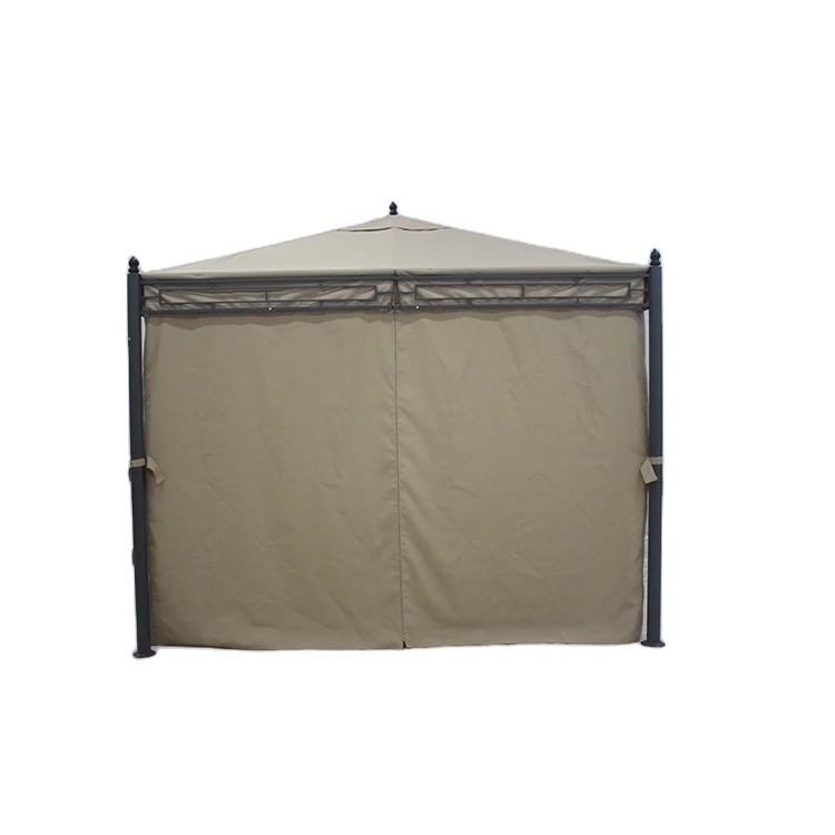 Gazebo métallique de jardin facilement assemblé 3*3*2.75M avec couverture supérieure en polyester et parois latérales